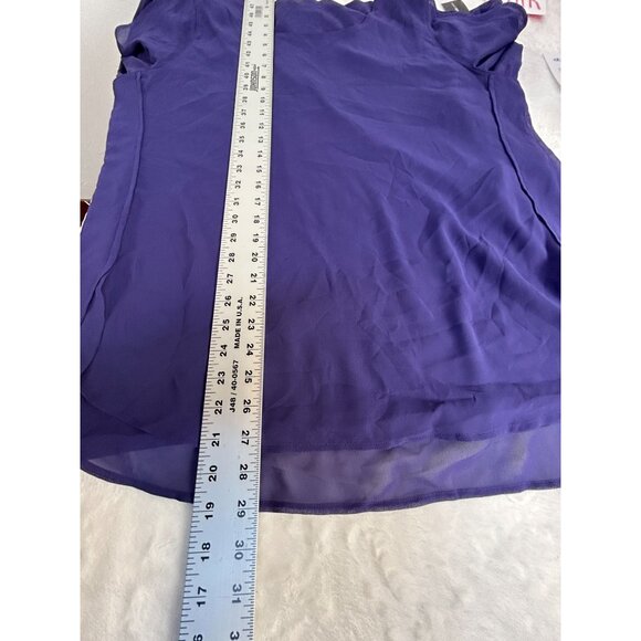 Black Label by Chico's Womens Layered Open Sleeve Woven Blouse Size 2 Purple New - Picture 8 of 8
